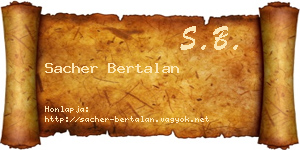 Sacher Bertalan névjegykártya